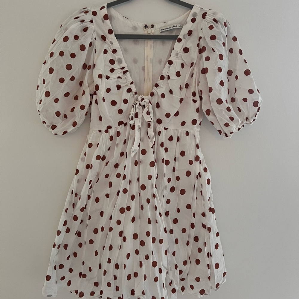 Abercrombie White/Brown Polka Dot Dress